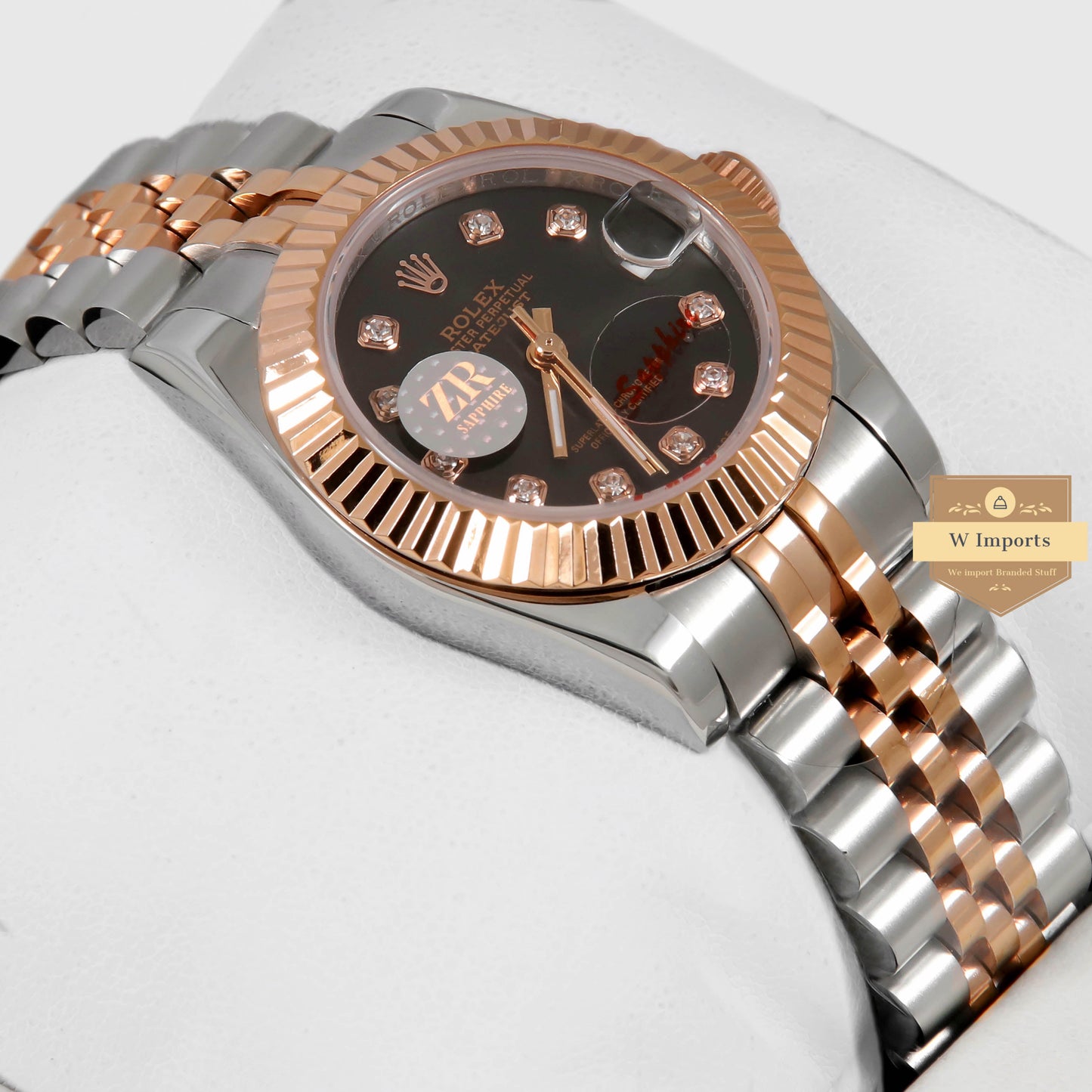 Latest Ladies Collection 31 Two Tone Rose Gold With Black Dial Stone Index Automatic Watch ZR Factory