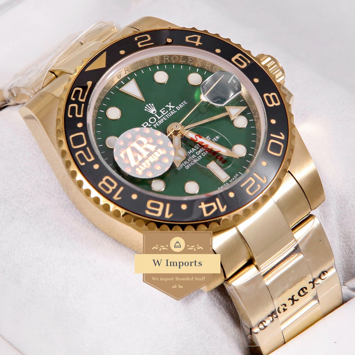 Latest Collection GMT 40 Yellow Gold With Green Dial Automatic Watch ZR Factory