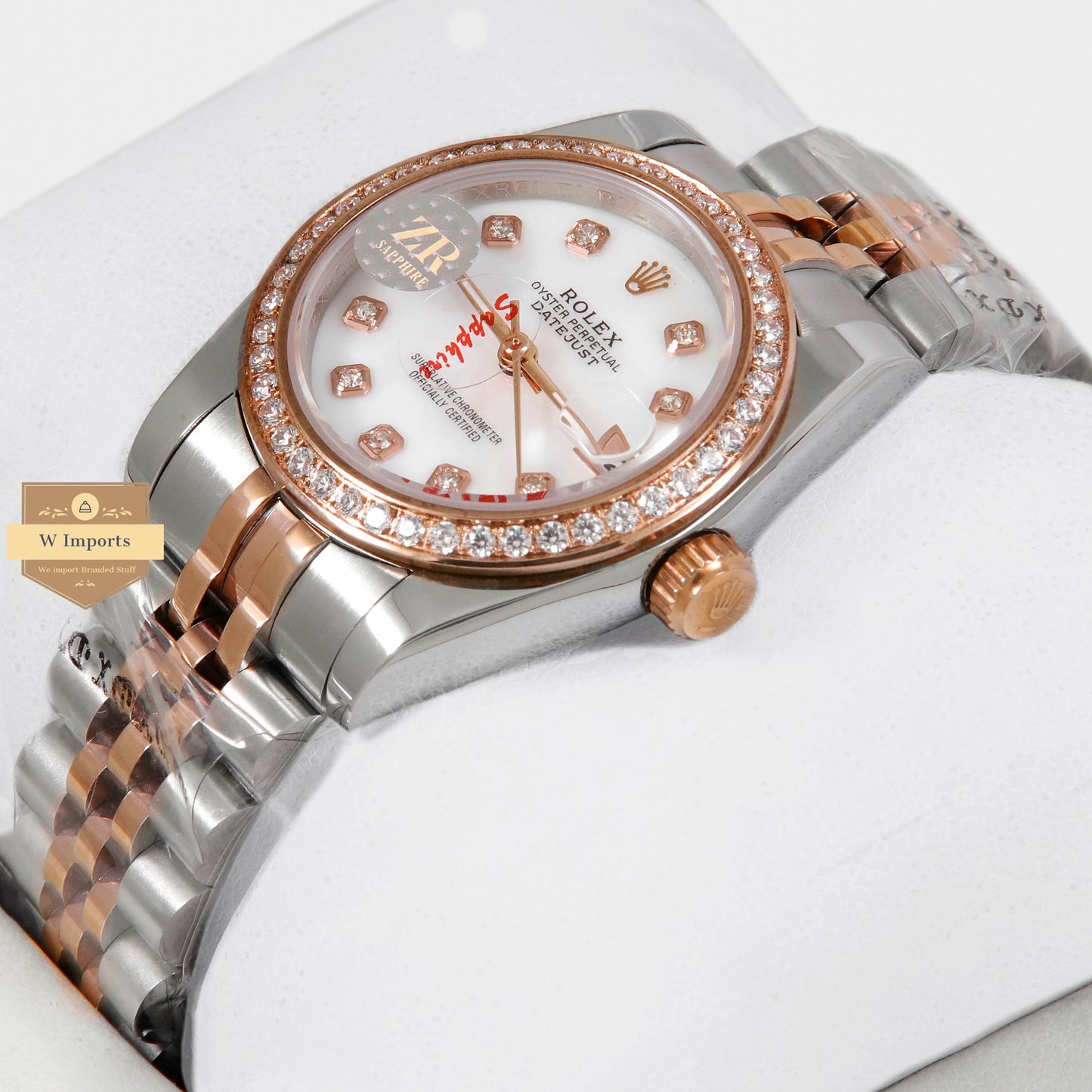 Latest Ladies Collection 31 Two Tone Rose Gold With White Dial Stone Bezel Automatic Watch ZR Factory