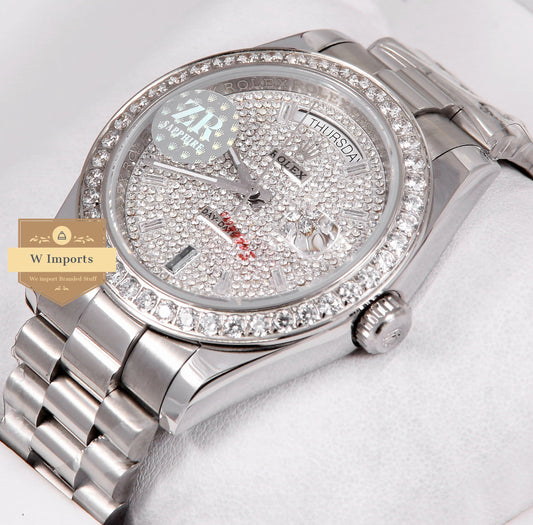 Latest Collection 40 Silver Fully Stoned Dial & Bezel ZR Factory