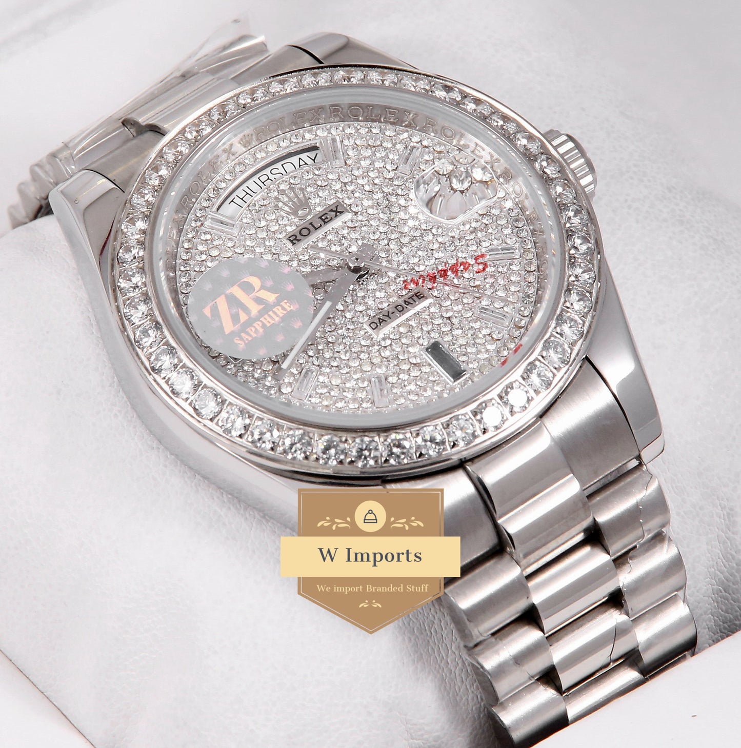 Latest Collection 40 Silver Fully Stoned Dial & Bezel ZR Factory