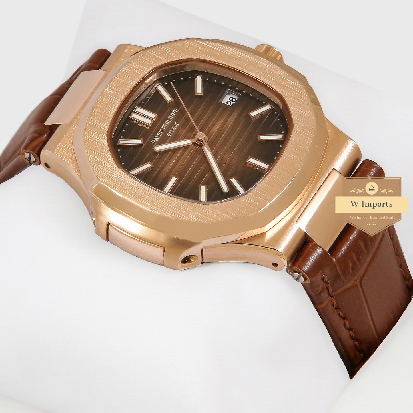 Latest Collection Rose Gold Case With Brown Dial & Leather Strap Automatic Watch