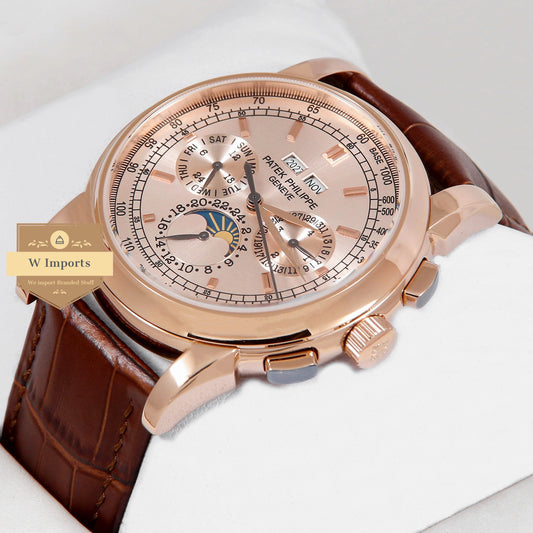 Latest Collection Moon Phase Rose Gold Case & Dial With Brown Leather Strap