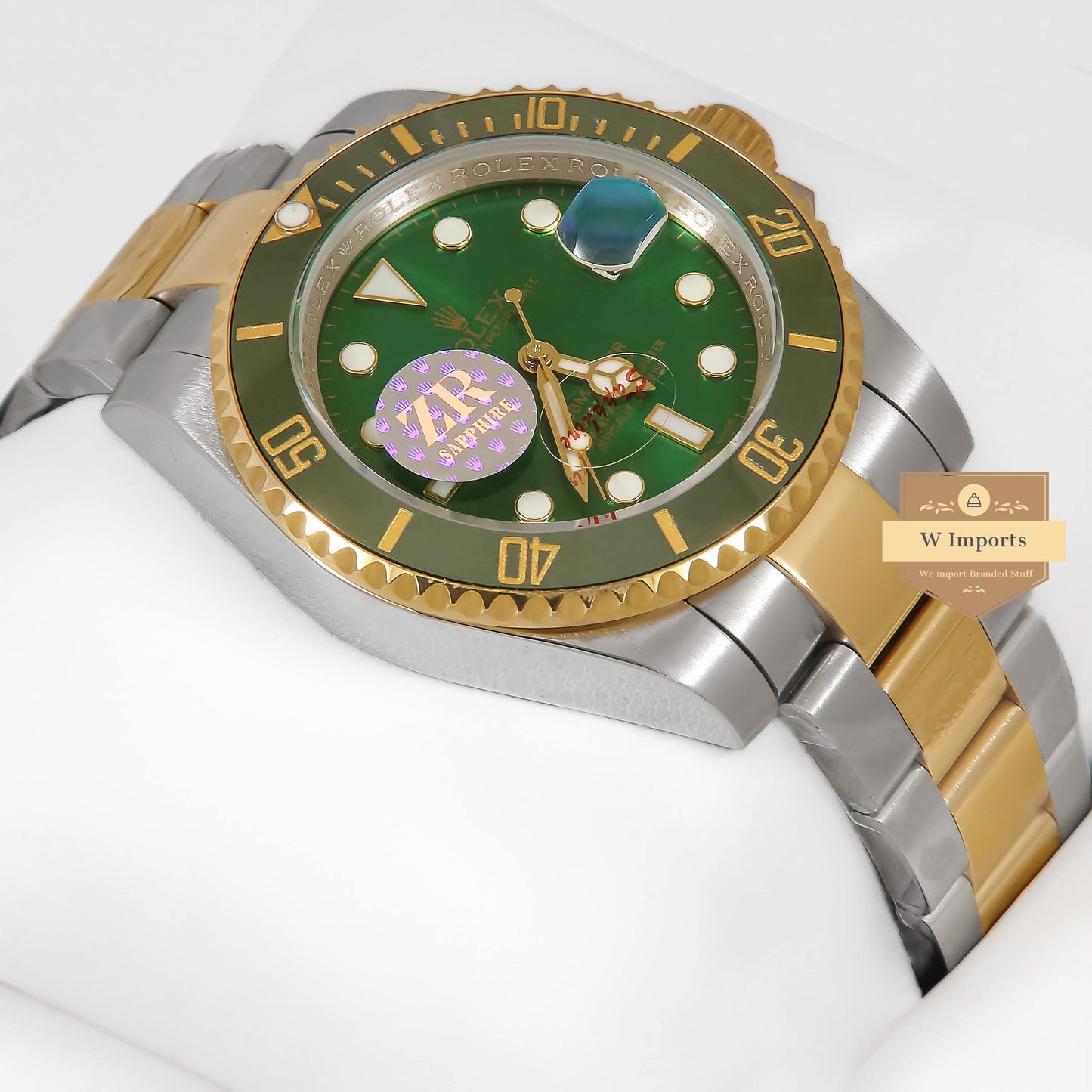 Latest Collection 40 Two Tone Yellow Gold With Green Dial & Bezel Automatic Watch Zr Factory