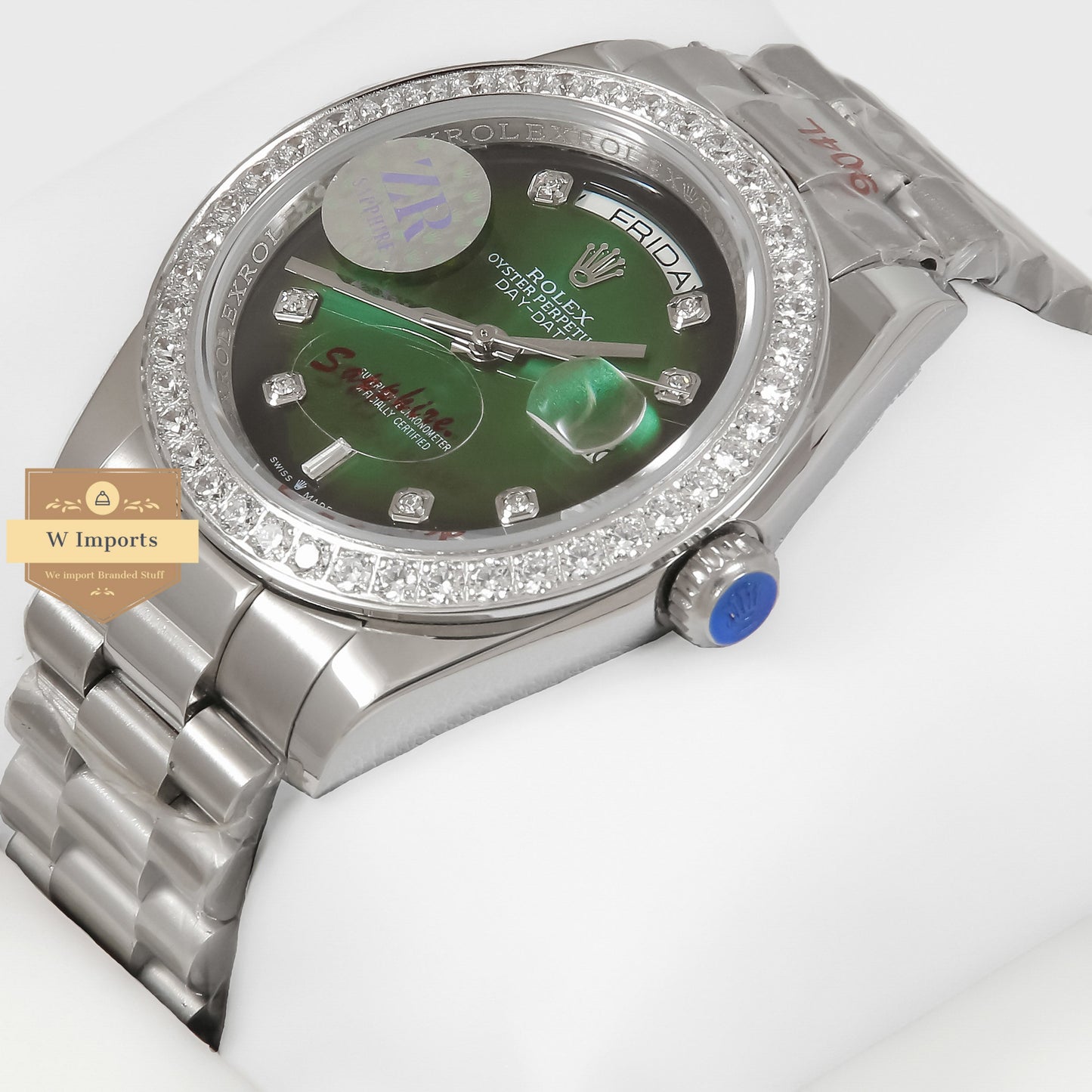 Latest Collection 40 Silver  With Green Dial Stone Bezel Automatic Watch ZR Factory