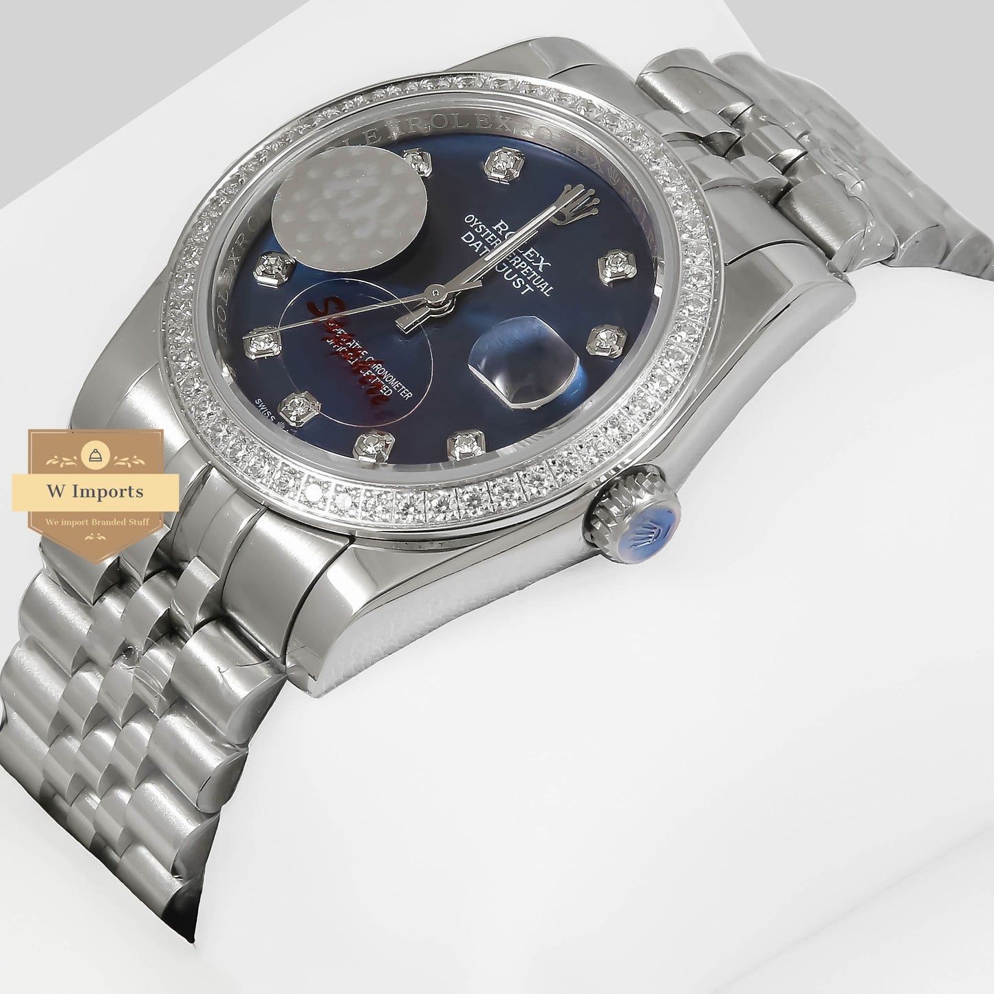 Latest Collection 36 Silver With Blue Dial Stone Bezel & Index Automatic Watch ZR Factory