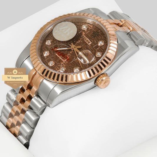 Latest Collection 36 Two Tone Rose Gold With Computer Chocolate Brown Dial Automatic Watch ZR Factory