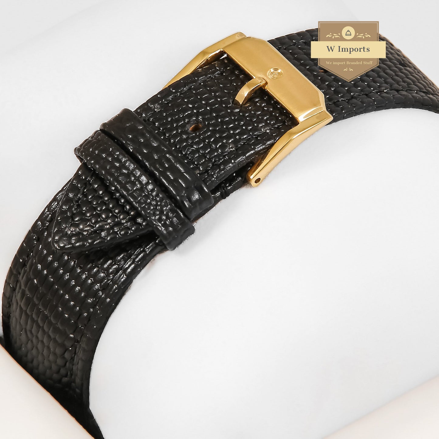 Latest Collection Yellow Gold Case With Black Dial & Leather Strap