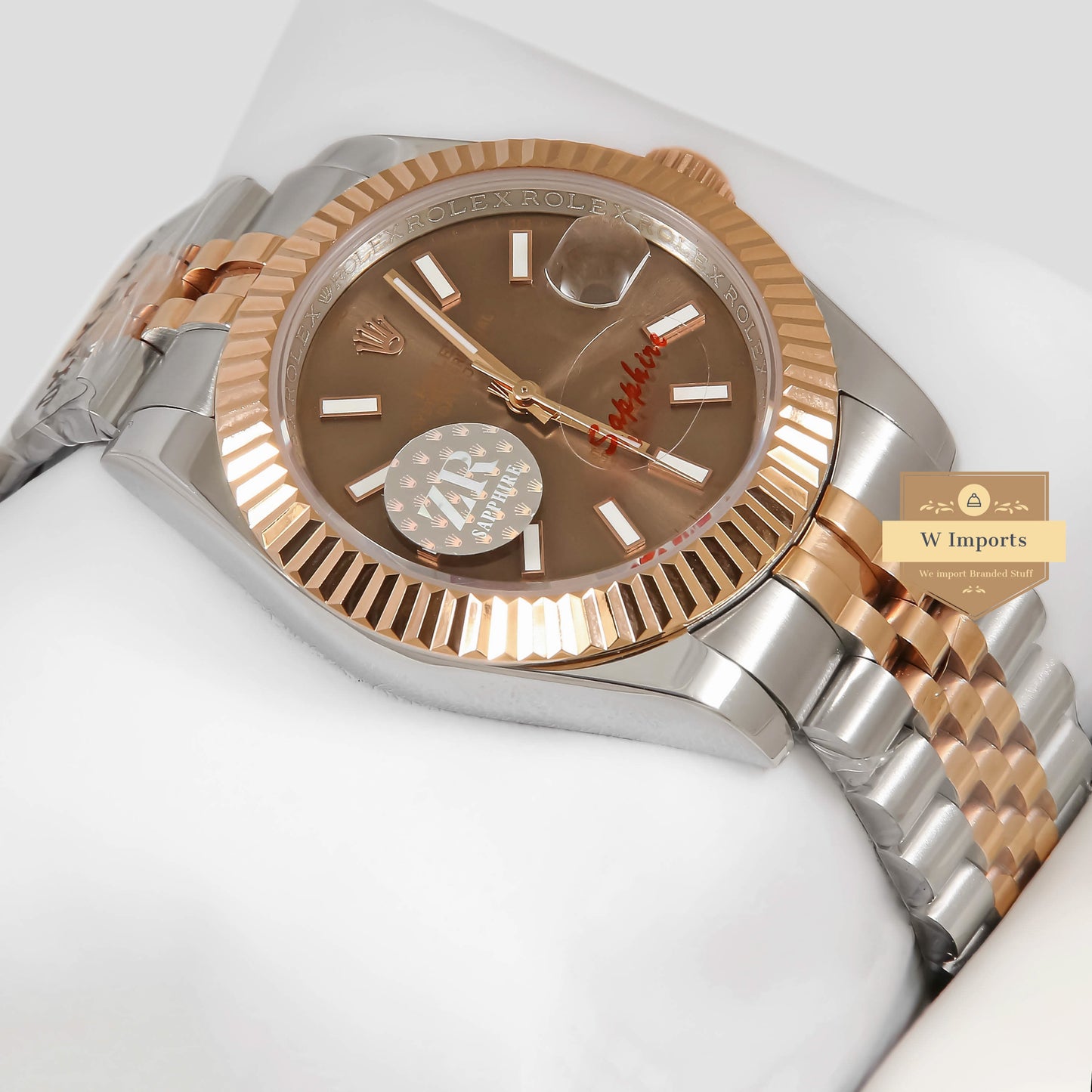 Latest Collection 41 Two Tone Rose Gold With Brown Dial Fluted Bezel Automatic Watch ZR Factory