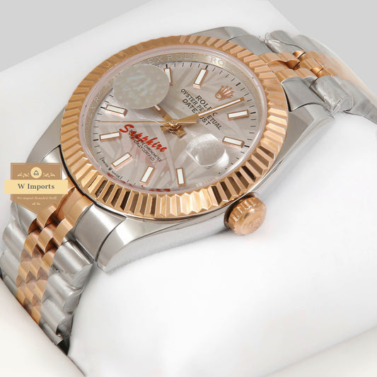 Latest Collection 41 Two Tone Rose Gold With Grey Dial Fluted Bezel Automatic Watch ZR Factory