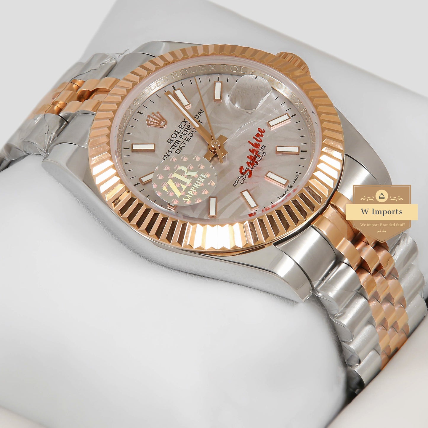 Latest Collection 41 Two Tone Rose Gold With Grey Dial Fluted Bezel Automatic Watch ZR Factory