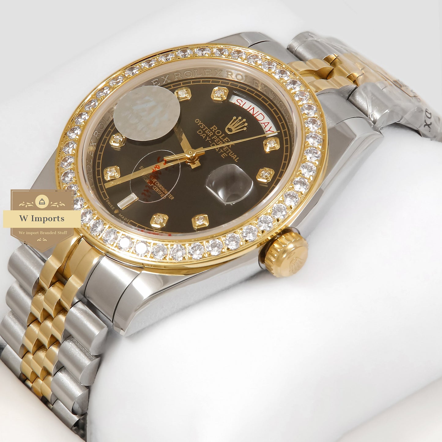 Latest Collection 40 Two Tone Yellow Gold With Black Dial And Stone Bezel Automatic Watch ZR Factory