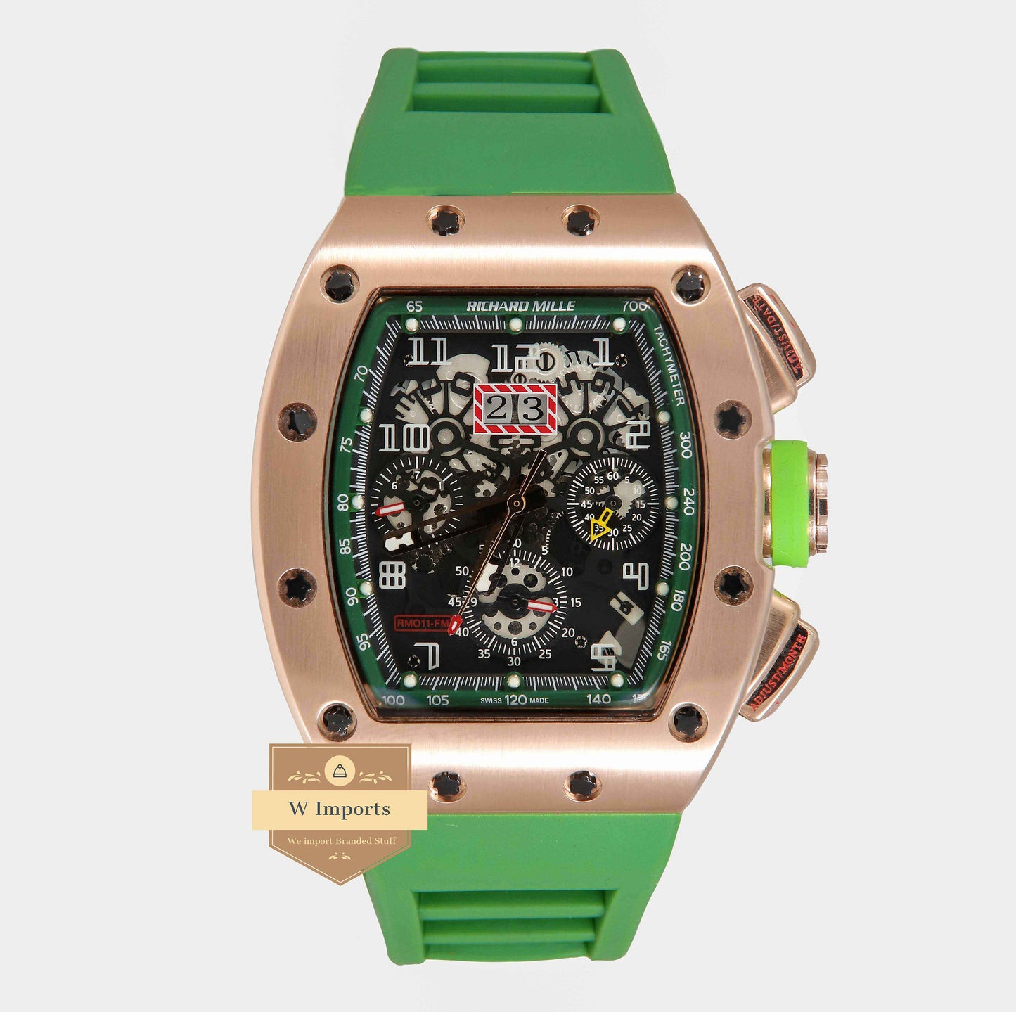 Latest Collection Chronograph Rose Gold Case & Green Rubber Strap