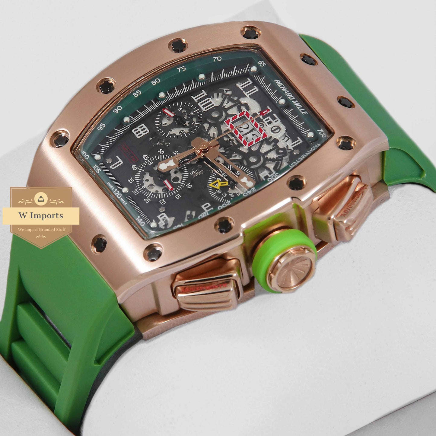 Latest Collection Chronograph Rose Gold Case & Green Rubber Strap