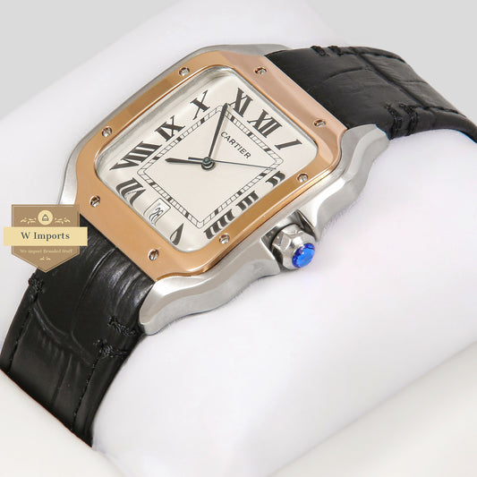 Latest Collection Silver Case With White Dial & Black Leather Strap