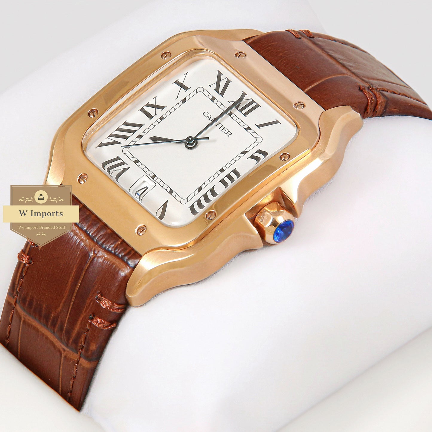 Latest Collection Rose Gold Case With White Dial & Brown Leather Strap