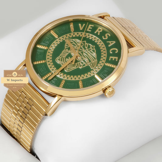 Latest Collection All Yellow Gold With Green Dial Bracelet Watch