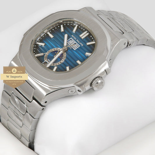 Latest Collection Moon Phase Silver With Deep Blue Dial Automatic Watch
