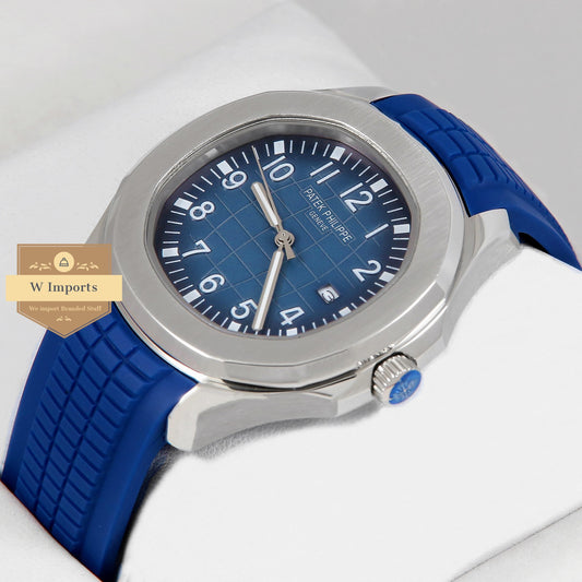 Latest Collection Silver Case With Blue Dial & Rubber Strap