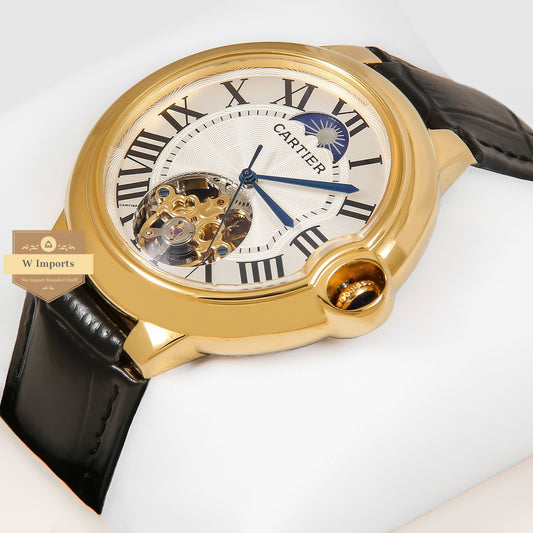 Latest Collection Ballon Bleu Tourbillon Rose Gold Case With Black Leather Strap