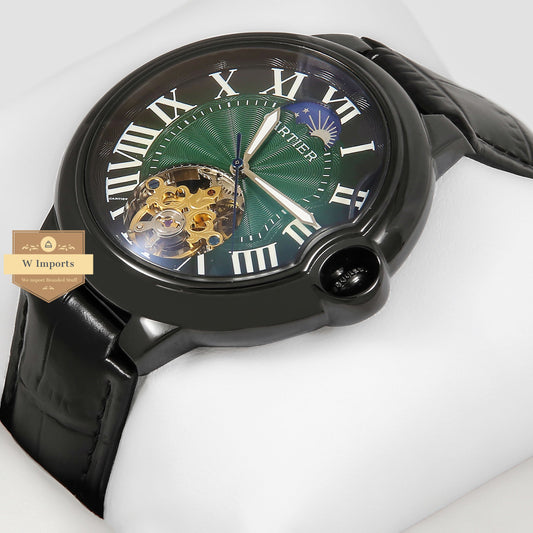 Latest Collection Ballon Bleu Tourbillon All Black With Green Dial Automatic Watch