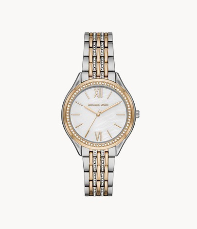 Michael Kors Women’s Quartz Stainless Steel Silver White 36mm Watch MK7084