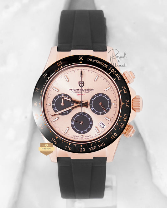 PAGANI DESIGN PD-1664 Men's Quartz Watches Chronograph Sports Men's Wrist Watch with VK63 Movement Silicone Watchband