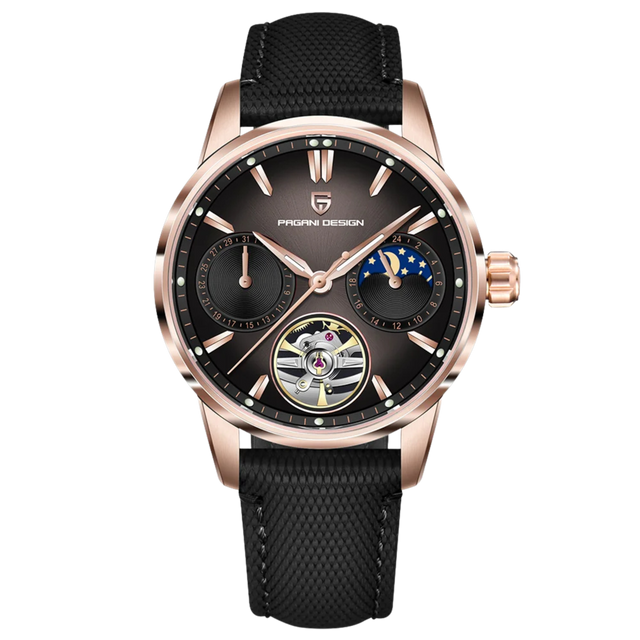 Pagani Design Mens Tourbillon Golden With Black Dial Mechanical Watch YS021
