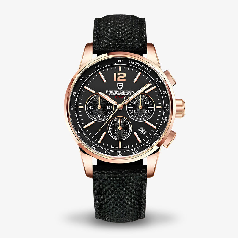 Pagani Design Sports Rose Gold Black Dial Chronograph Men's Watch Ys008 Front picture