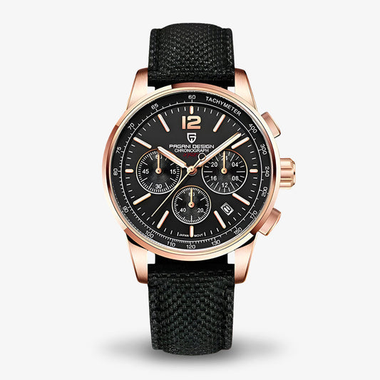 Pagani Design Sports Rose Gold Black Dial Chronograph Men's Watch Ys008 Front picture
