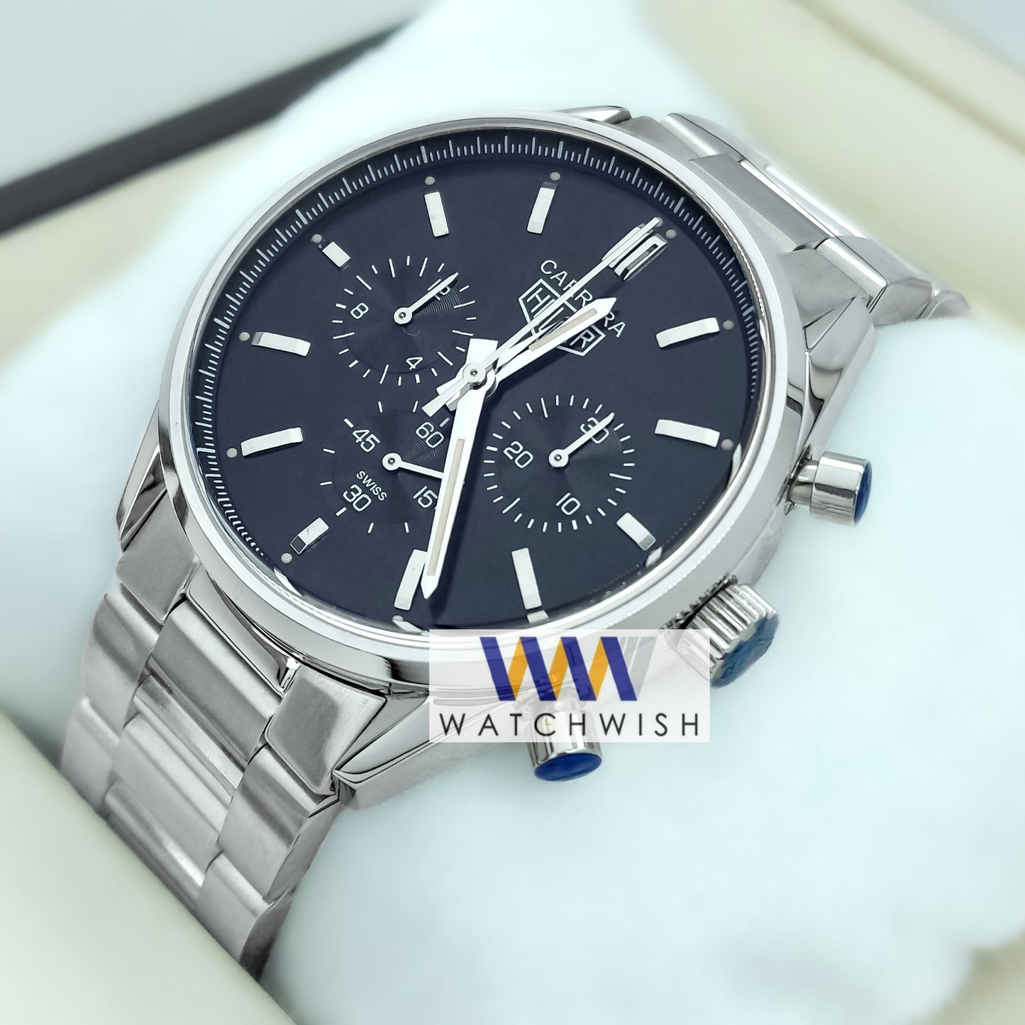 New Collection Silver With Black Dial Chronograph Watch