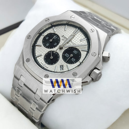 New Collection Silver With White Dial Chronograph Watch