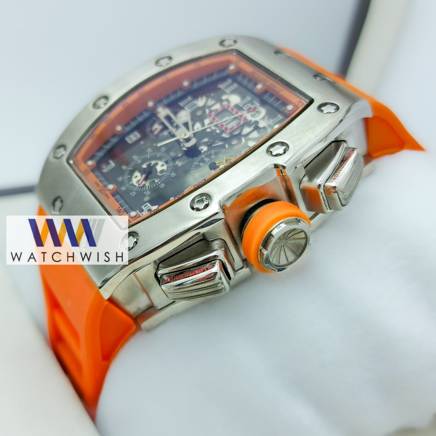 Exclusive Collection Silver With Orange Dial Automatic Watch