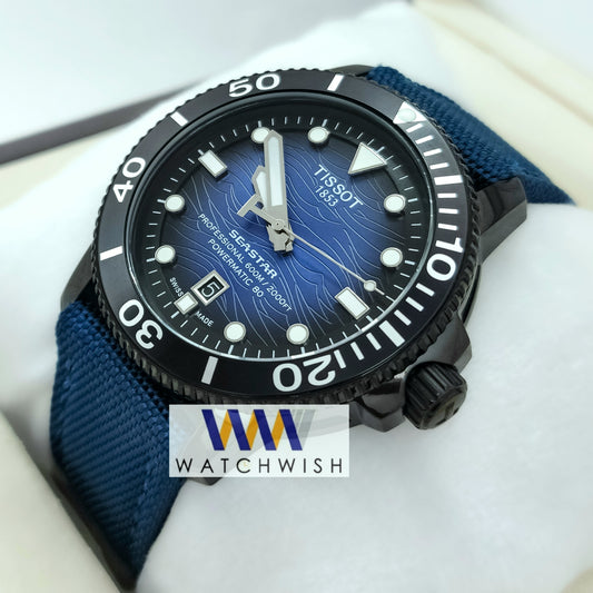 New Collection Black With Blue Dial Blue Strap Automatic Watch