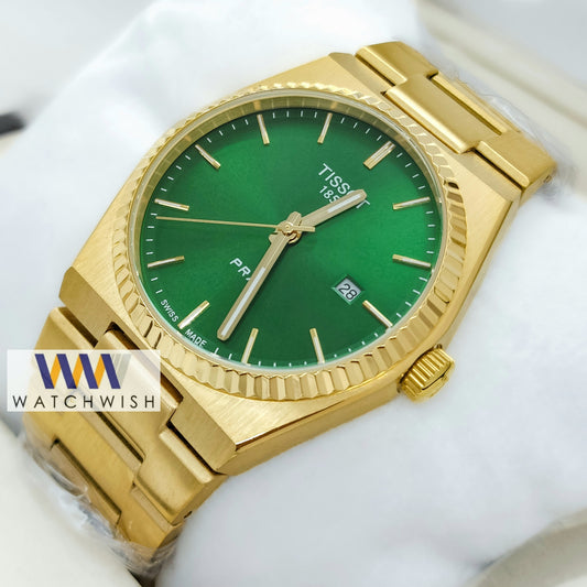 New Collection Yellow Gold With Green Dial Watch For Men