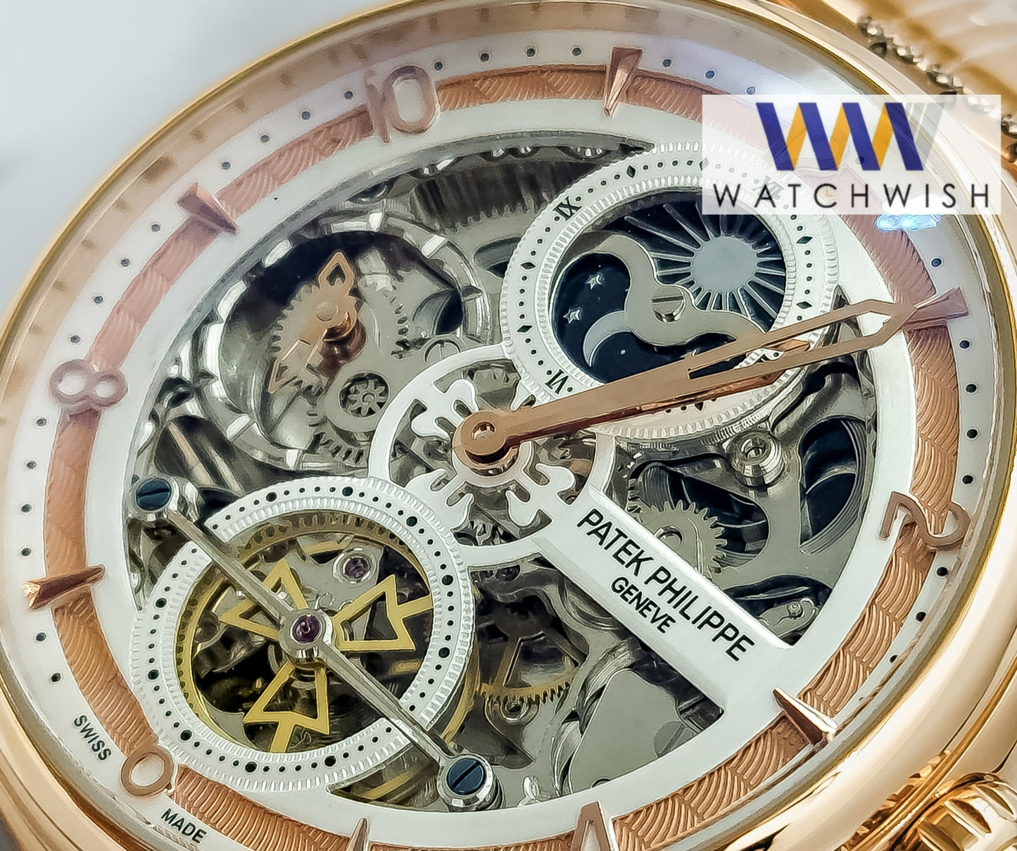 New Collection Rose Gold With Skeleton Dial Automatic Watch