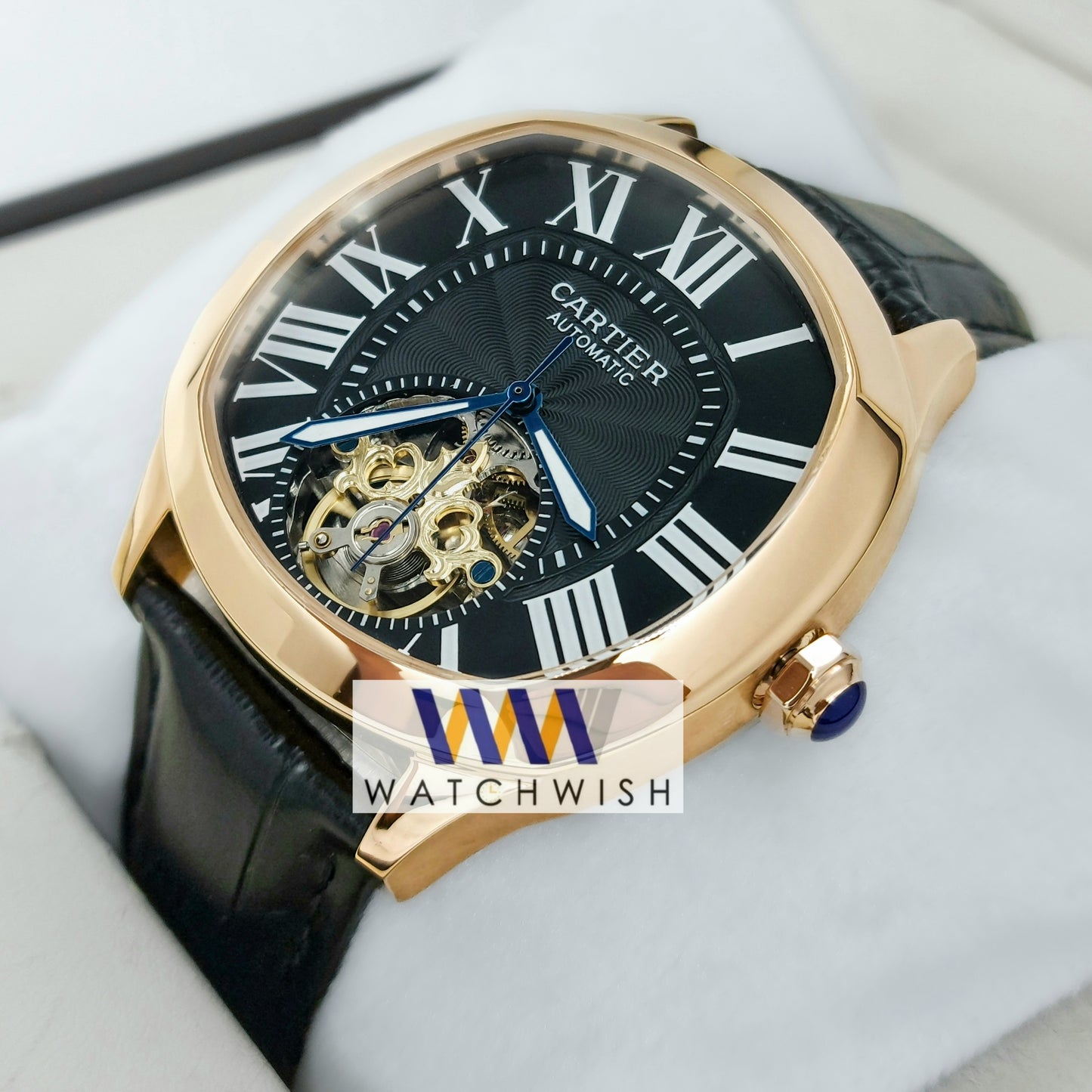 New Collection Rose Gold With Black Dial Tourbillion Watch For Men