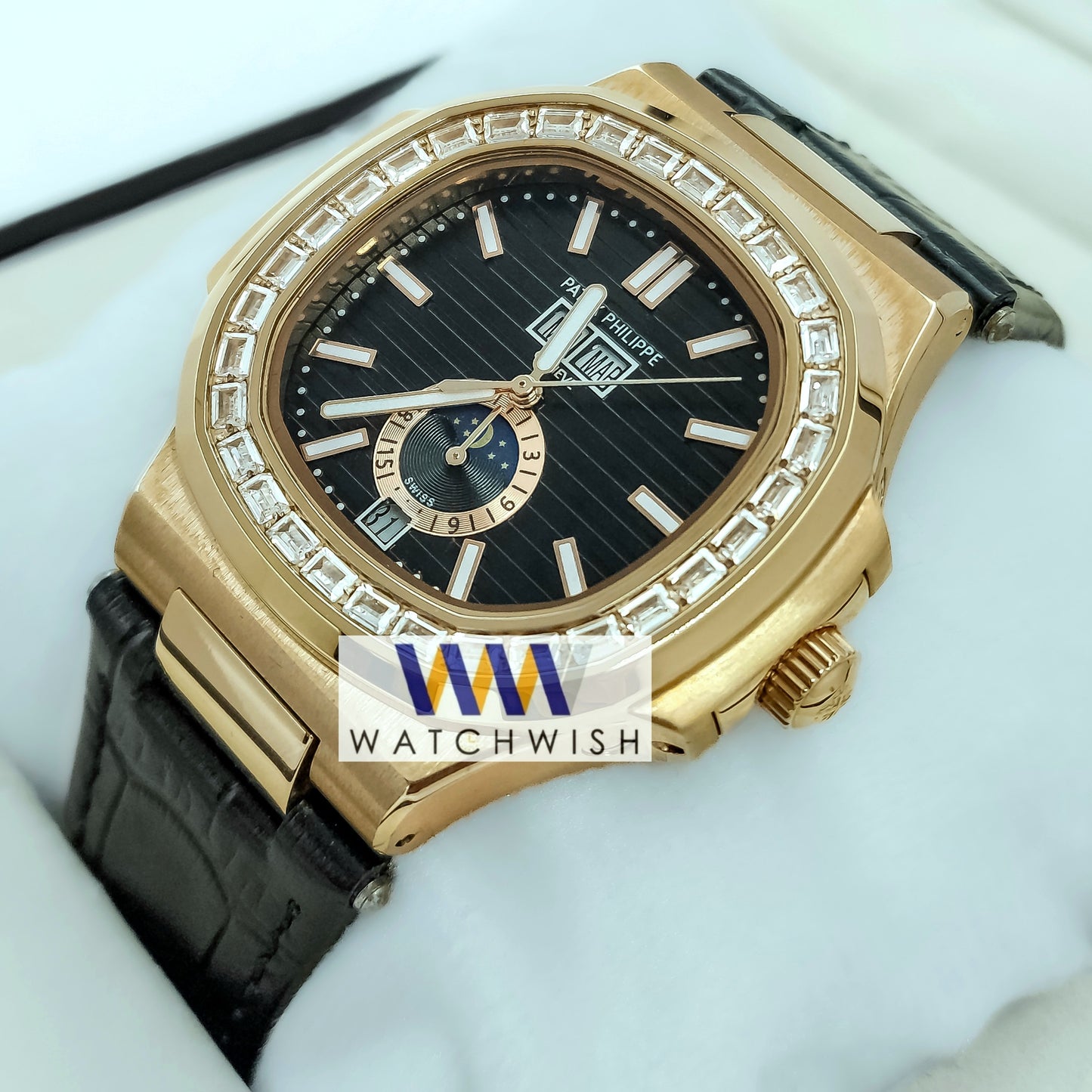 New Collection Rose Gold With Black Dial Automatic Watch