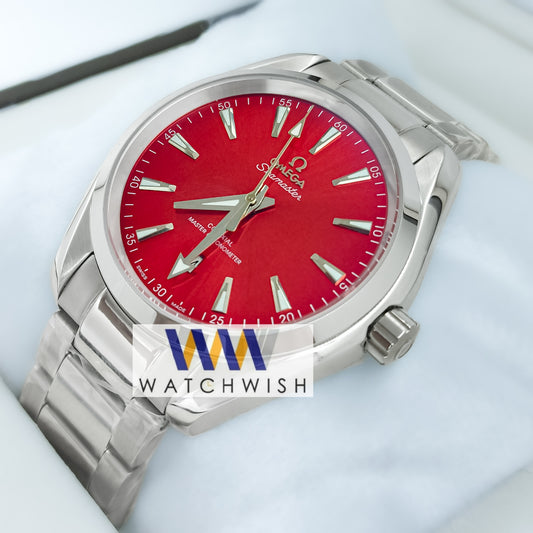 New Collection Silver With Red Dial Automatic Watch
