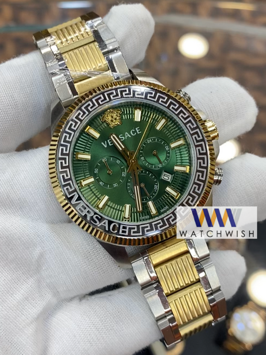 New Collection Two Tone With Green Dial Watch