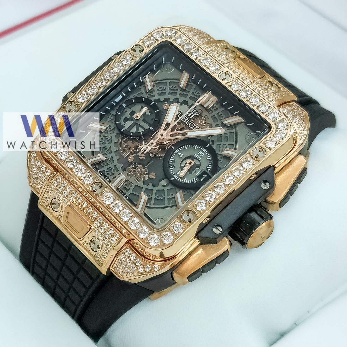 Exclusive Collection Rose Gold With Skeleton Black Dial Branded Watch For Men