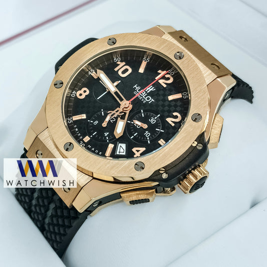 New Collection Rose Gold With Black Dial Chronograph Watch For Men