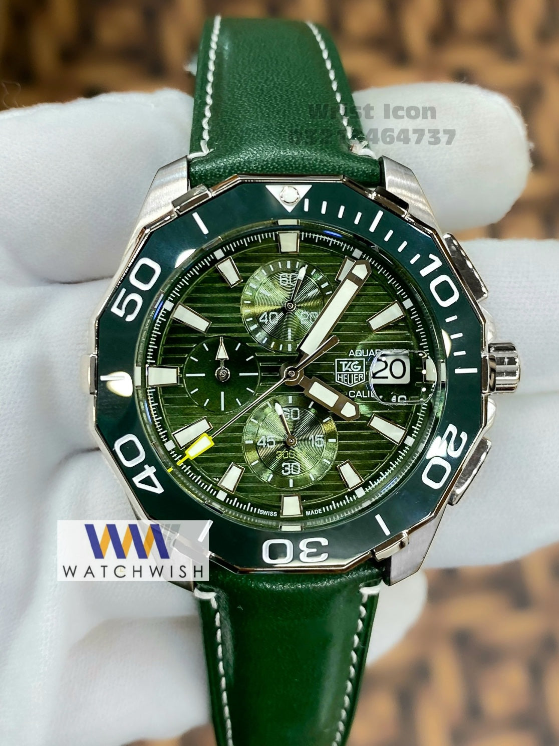 New Collection Silver With Green Dial Chronograph Watch