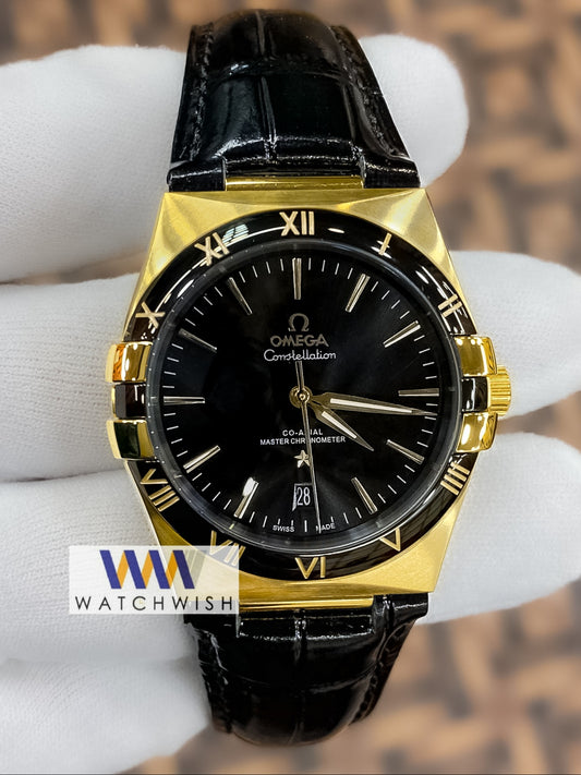 New Collection Yellow Gold With Black Dial Quartz W1atch