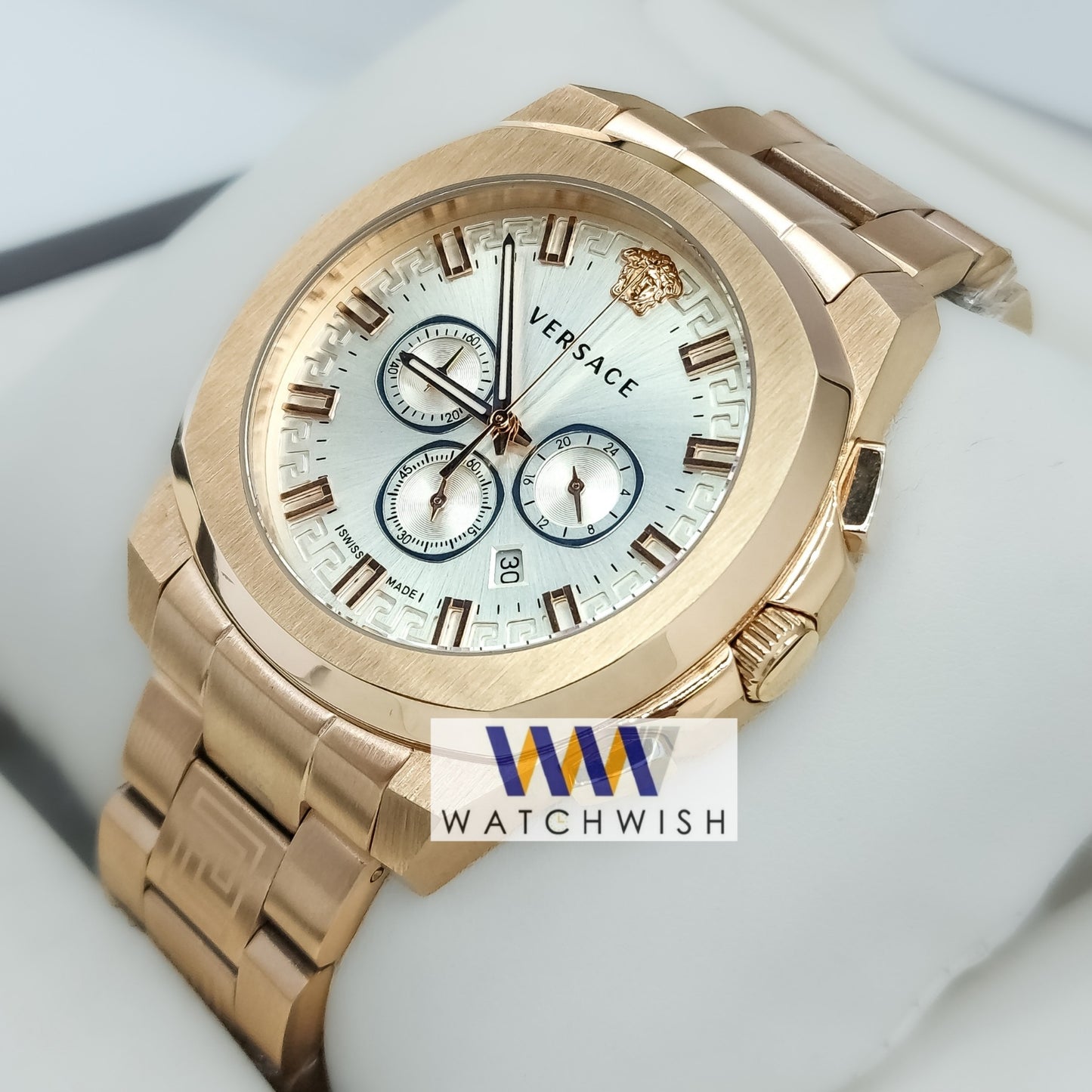 New Collection Rose Gold With White Dial Chronograph Watch