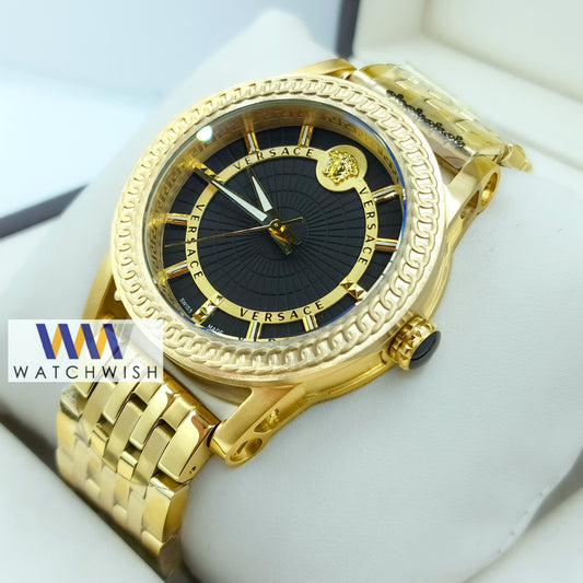 New Collection Yellow Gold With Black Dial Watch