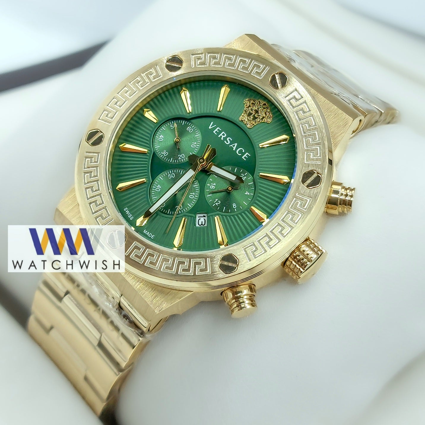 New Collection Rose Gold With Green Dial Chronograph Watch