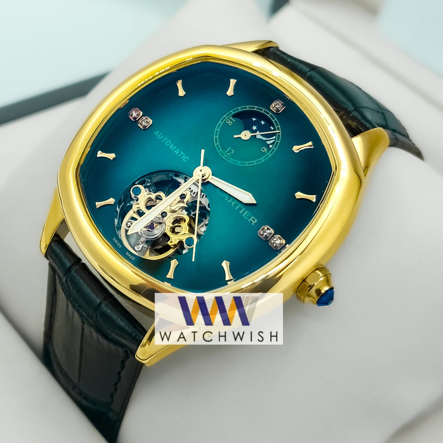 New Collection Yellow Gold With Green Dial Watch For Men