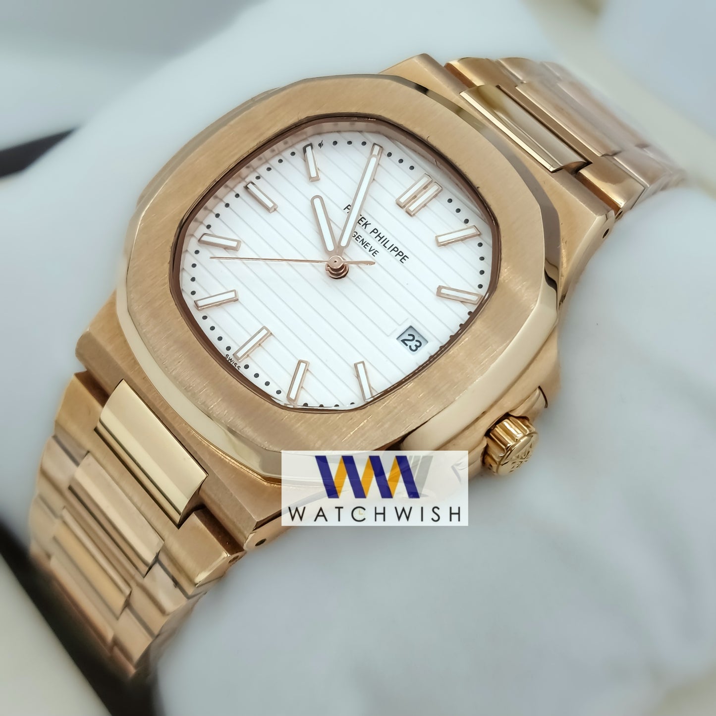 New Collection Rose Gold With White Dial Automatic Watch