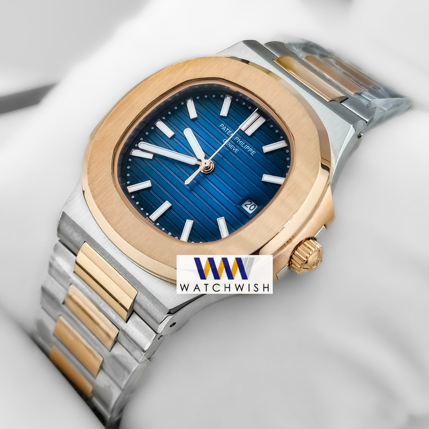 New Collection Two Tone With Blue Dial Automatic Watch